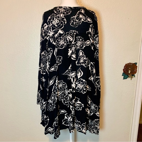 Free People Snap Out Of It Floral Swing Dress Tunic Black White Size Large - Picture 9 of 15